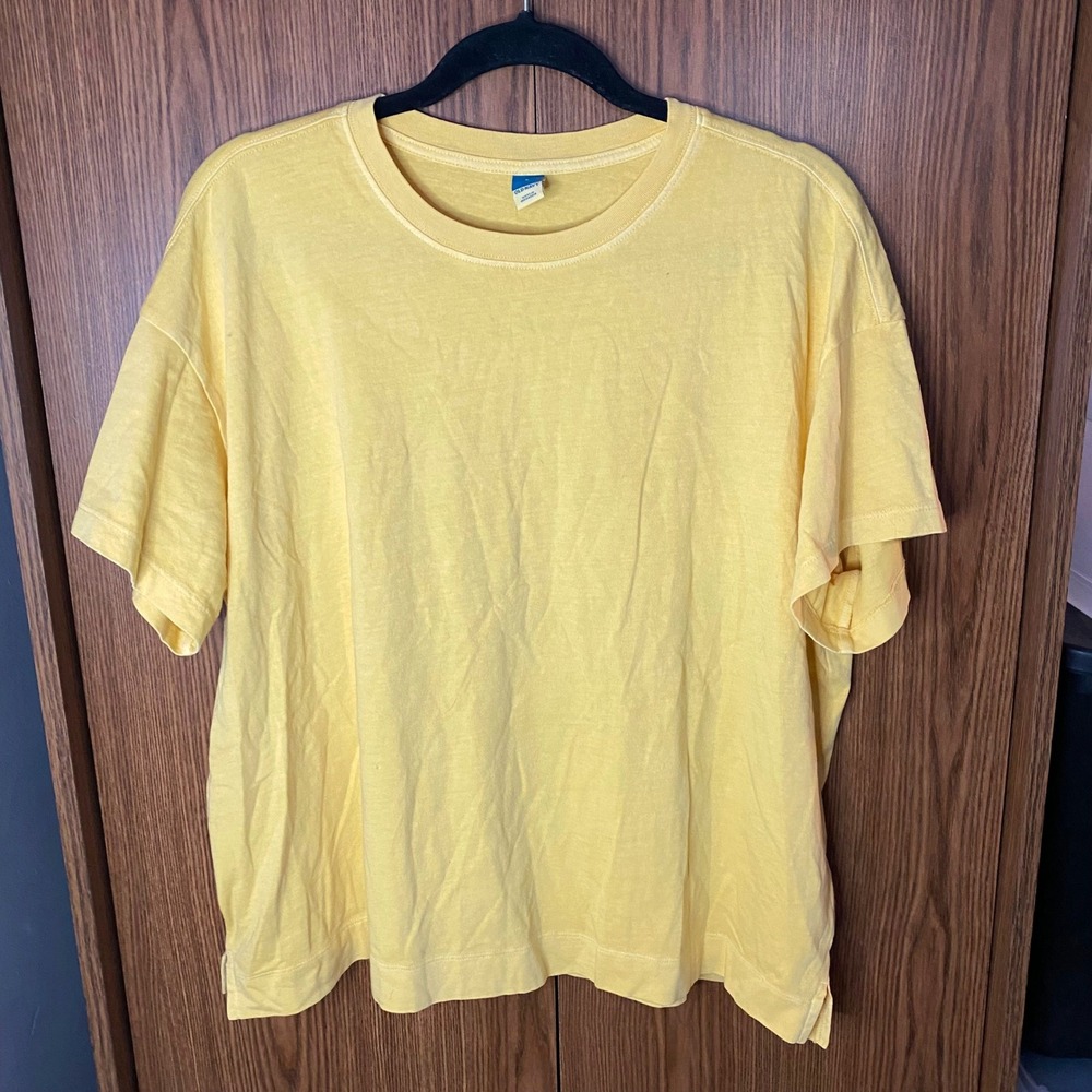 Old Navy T-Shirt Womens Large Yellow‎ Short Sleeve Crew Neck Cotton Relaxed Fit